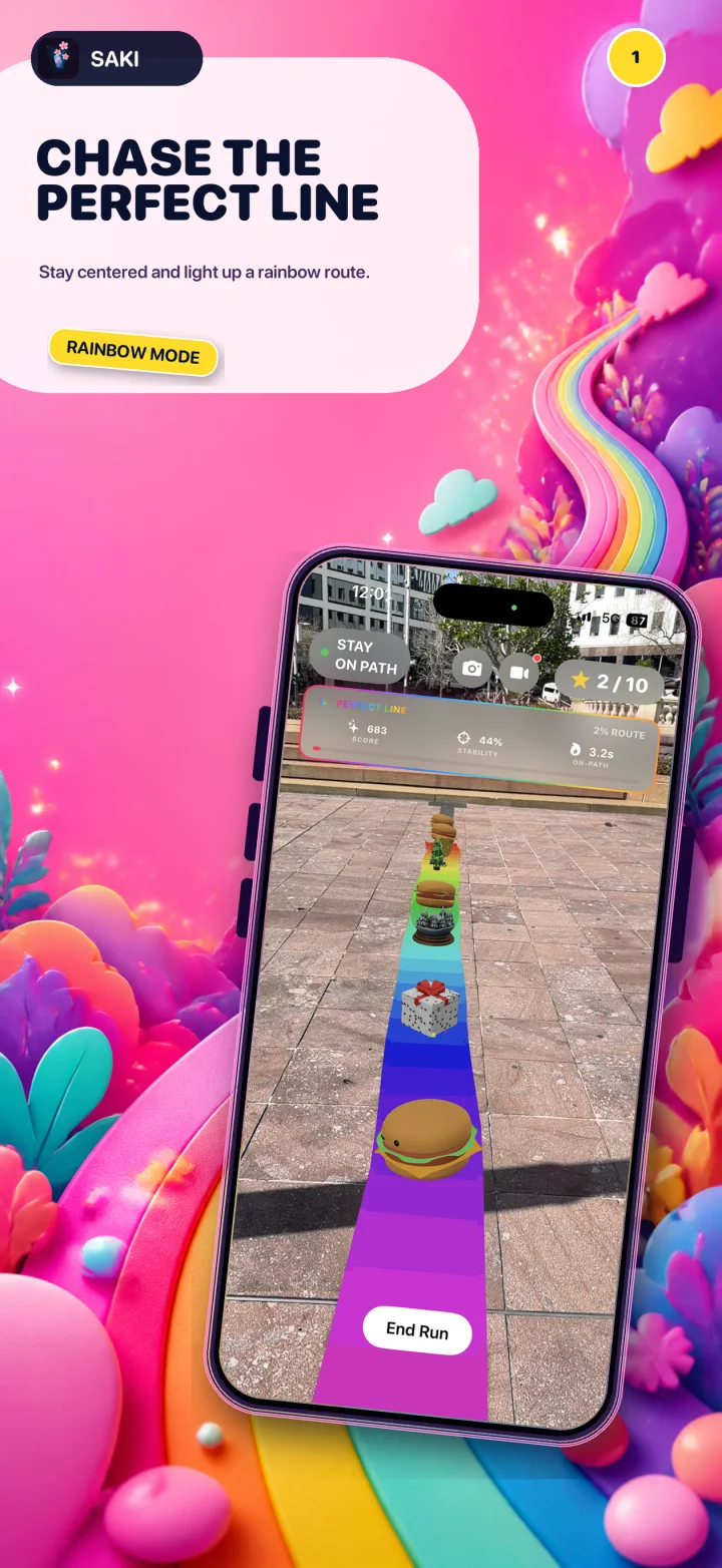 Perfect Line rainbow gameplay on an iPhone